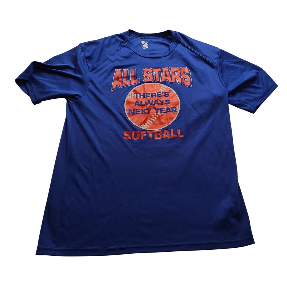Badger Sport All Stars Softball Blue Performance Tee Shirt Men's Medium 4583